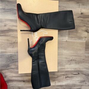 Christian Louboutin Black Heeled Boots with Red Soles